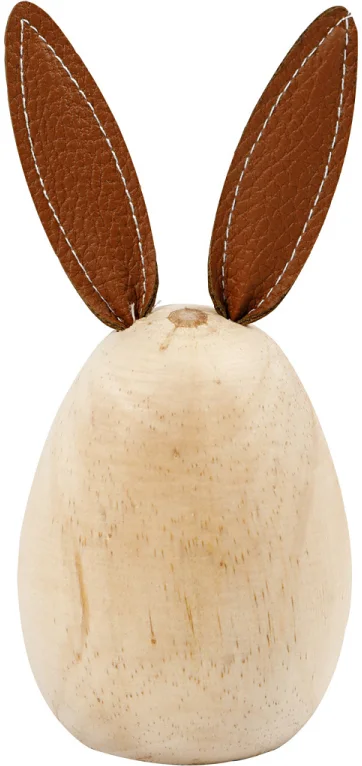 Creativ Company CC Houten Konijn met Leren Oren 13 cm