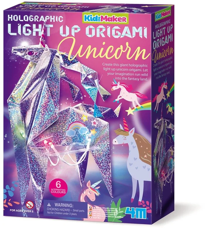 DAM 4M KidzMaker: Origami Einhorn leuchtend – 30cm