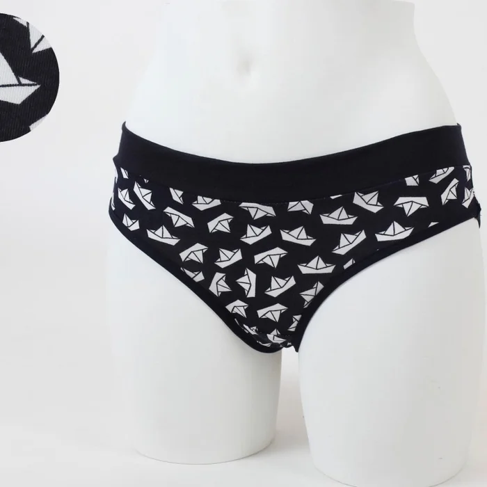 Damen-Unterhose marineblau mit Papierbooten