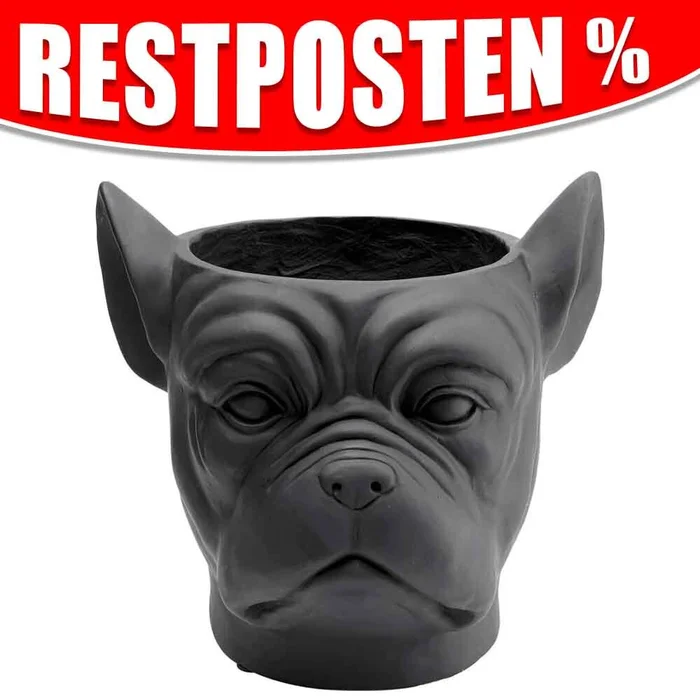 Deko Übertopf Bulldogge in Schwarz – ca. 37 cm