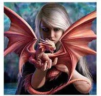 Diamantfarbe.Drachenfrau rot DL4040/101