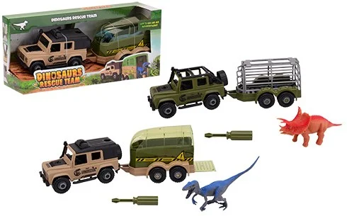 Dinosaurs Rescue Jungle terrein auto met dino in aanhanger