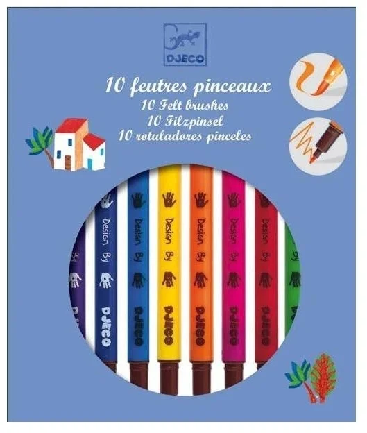 DJECO 10 felt brushes- classic – 19 x 16,5 x 1,5 cm