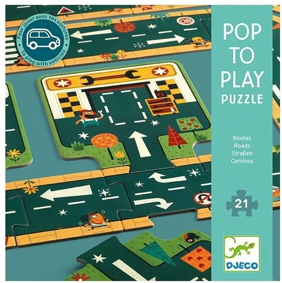 DJECO 37162 Pop to Play Carreteras Rennstrecke und Spielsets für Spielzeugautos