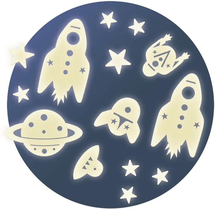 Djeco 54591 Leuchtsterne Glow in The Dark Space Mission Set, Multicolour