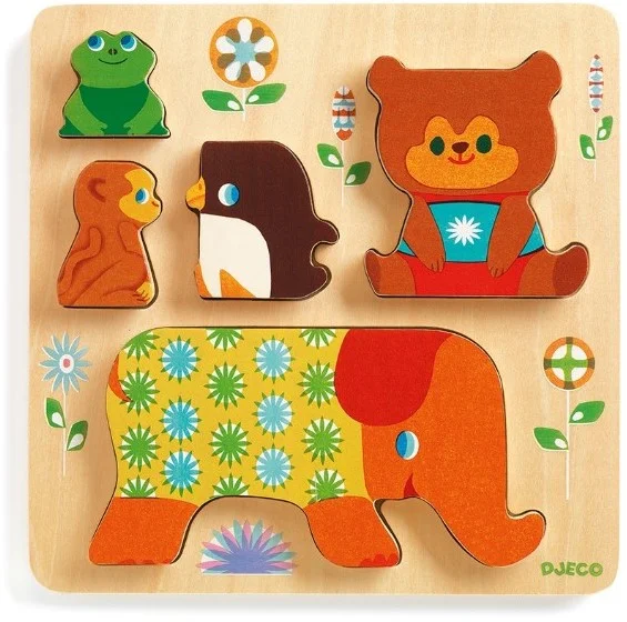 DJECO – DJECOEinrastbares Puzzle und Puzzle Woodypile, Mehrfarbig (15)