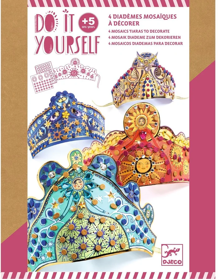 Djeco Bastelset DIY Mosaik-Tiaras – 4 Stück