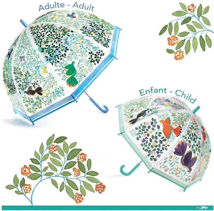 Djeco DD04721 Regenschirm Wilde Vögel Erwachsenengröße