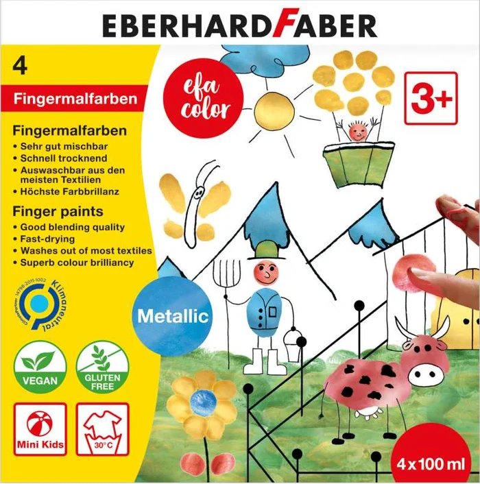 Eberhard Faber – Fingermalfarben EFA Color Metallic, 4er Set