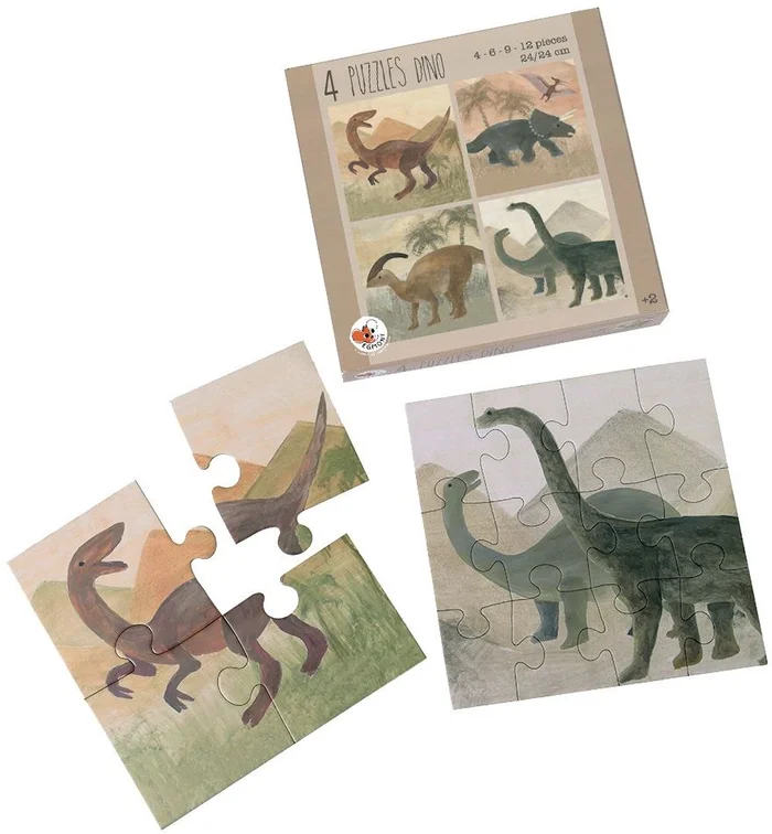 Egmont Toys 4 Puzzels karton, Dino. 25x25x4 cm. 3+
