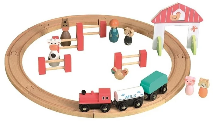 Egmont Toys Eisenbahnschiene Holz mit Zug und Figuren 45×45 cm