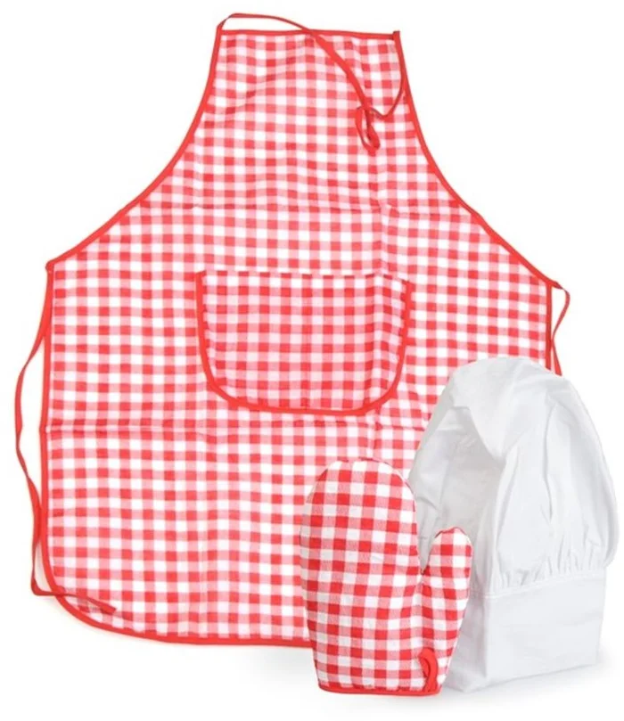 Egmont Toys Schürze, Mütze und Ofenhandschuh rot kariert