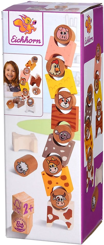 Eichhorn Houten Stapelspel Boerderijdieren, 14dlg.