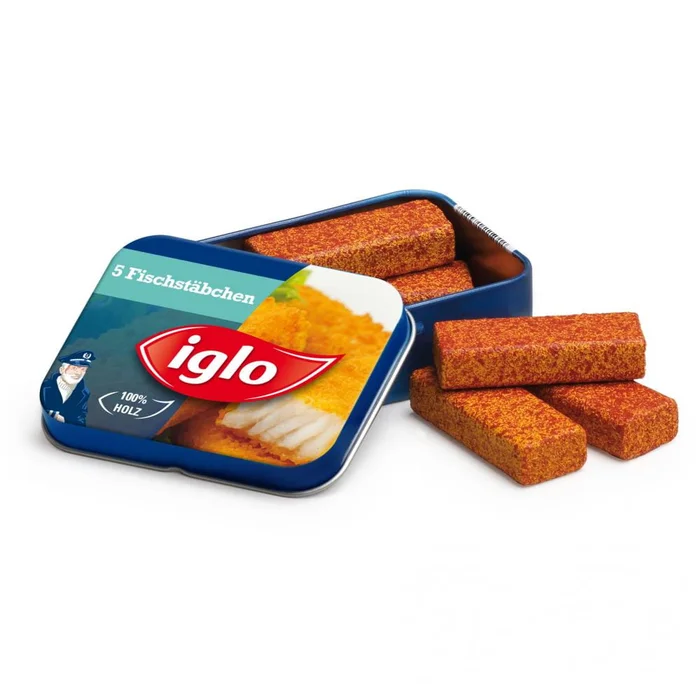 Erzi Fischstäbchen von Iglo in der Dose – Kaufladenzubehör