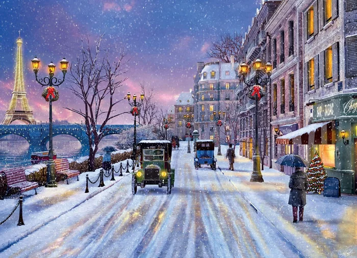 Eurographics puzzle Dominic Davison: Weihnachten in Paris – 1000 Teile