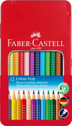 Faber-Castell – Buntstifte Colour Grip, 12er Metalletui