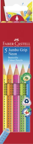 Faber-Castell – Buntstifte Jumbo Grip Neon, 5er Set