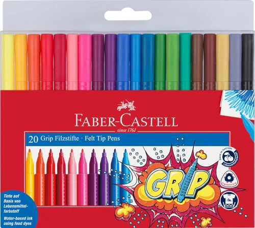 Faber-Castell – Filzstifte Grip Colour, 20er Set