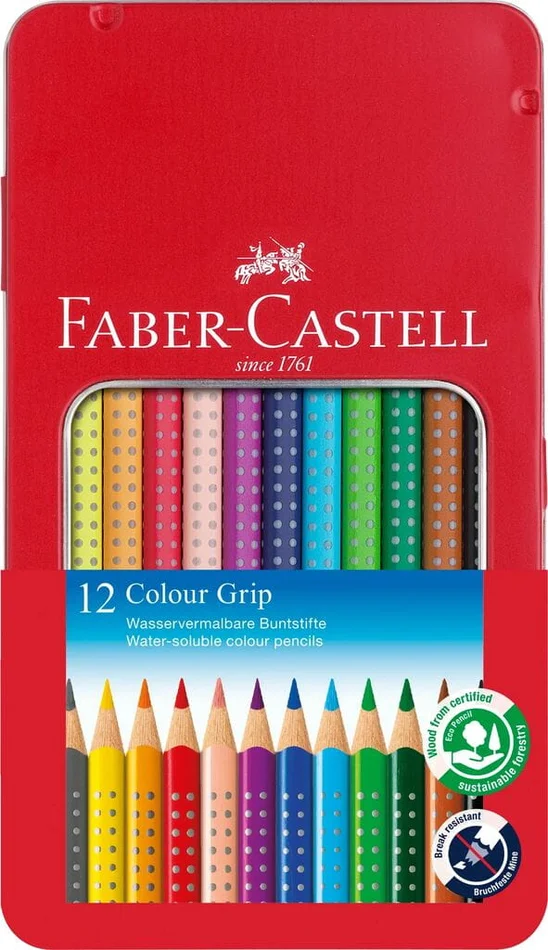 Faber-Castell Buntstift Colour Grip 12er-Metalletui