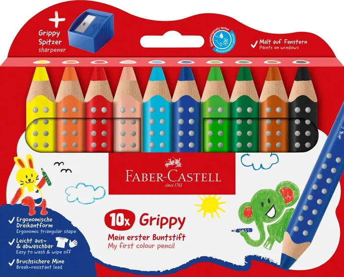 Faber-Castell Buntstift Grippy 10er Set mit Spitzer