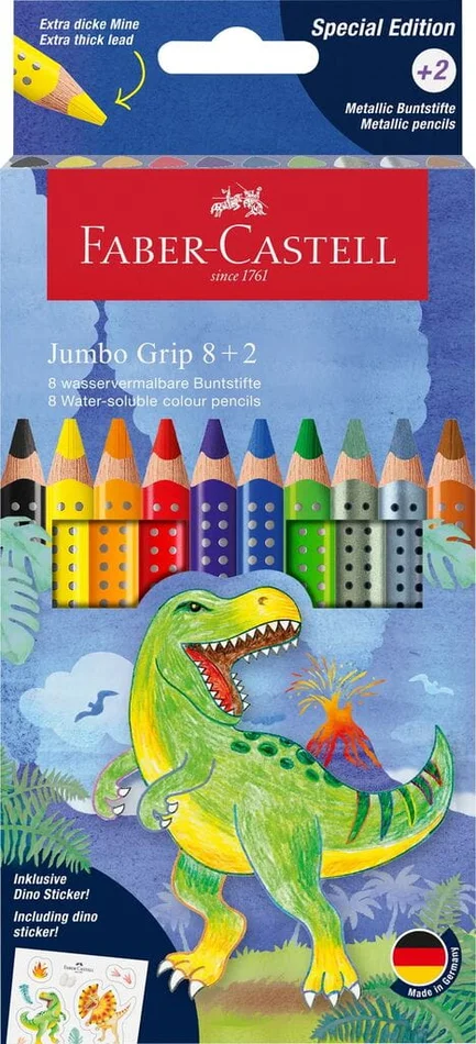Faber-Castell Buntstift Jumbo Grip Dino 8+2 Kartonetui