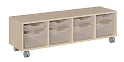 Fahrbares Regal mit 4 flachen und 4 hohen ErgoTray Boxen