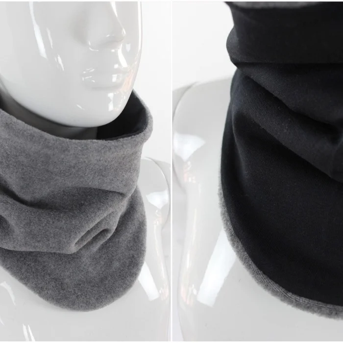 Fleece-Schlupfschal zum Wenden grau und schwarz