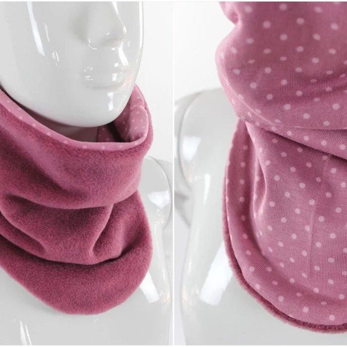 Fleece-Schlupfschal zum Wenden rosa und Punkte
