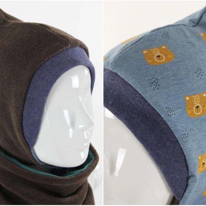 Fleecemütze für Kinder braun mit Bären