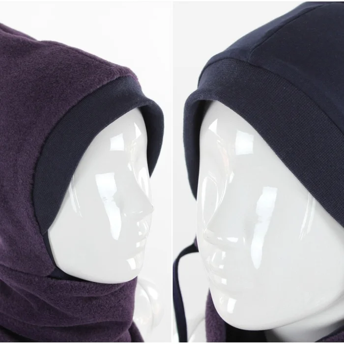 Fleecemütze für Kinder lila und dunkelblau