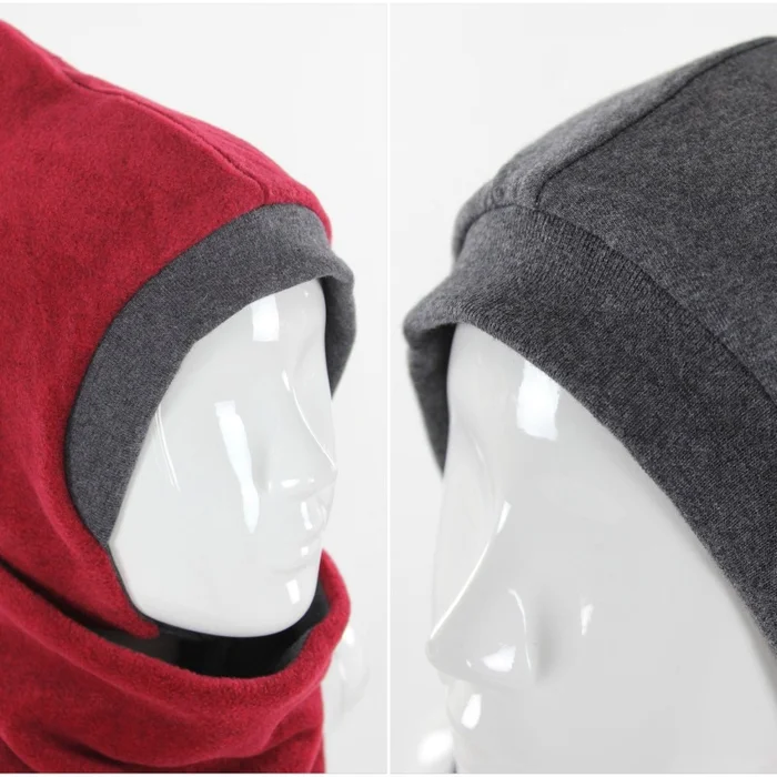 Fleecemütze für Kinder rot und anthrazit