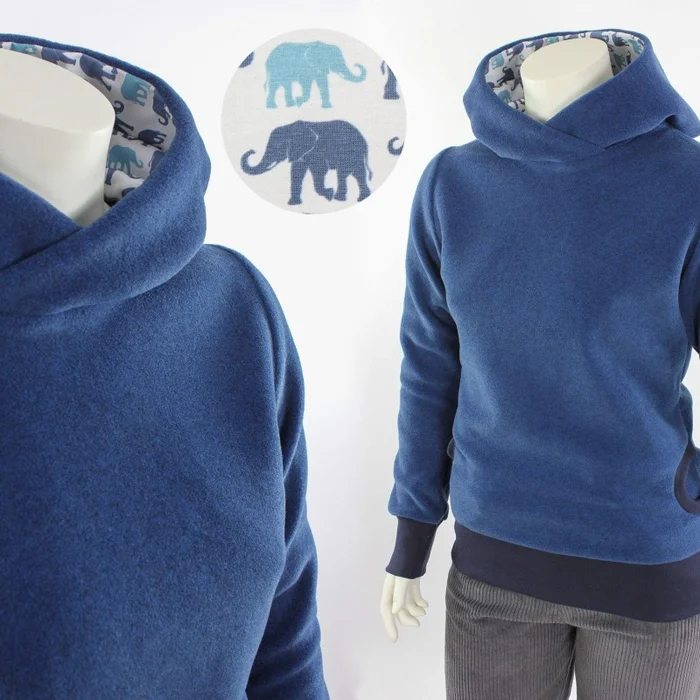 Fleecepulli blau mit Elefanten