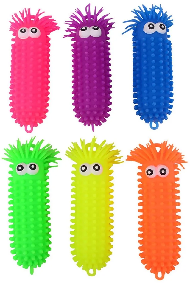 Fluffy Worm Groot met Ogen, 28cm