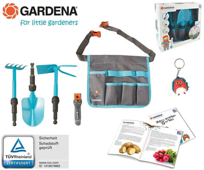 GARDENA® – Gürteltasche mit Schaufel, Rechen und Hacke