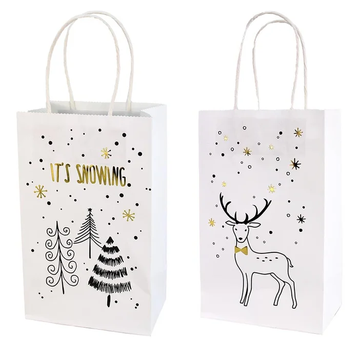 Geschenktüte Weihnachten „It’s snowing“ & „Hirsch“ – ca. 13x21x8 cm