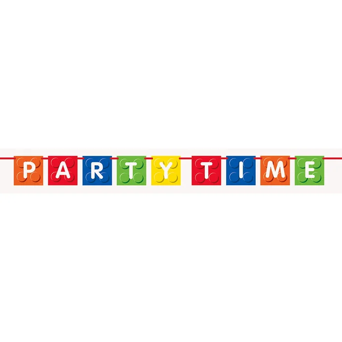 Girlande Happy Birthday Bausteine Party