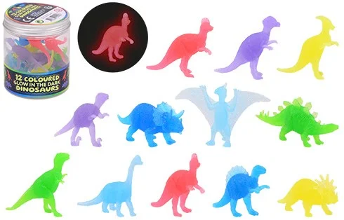 Glow in the Dark Gekleurde Dino Speelfiguren , 12st.