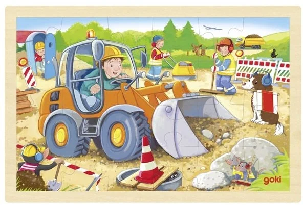 Goki Holzpuzzle Baustelle – 24 Teile