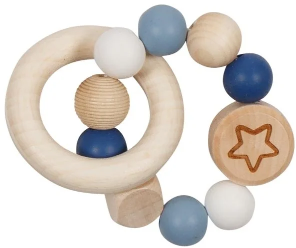 Goki Houten Grijpring Ster Blauw