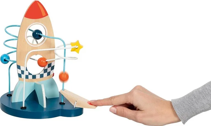 Goki Houten Motoriekspiraal Raket met Katapult
