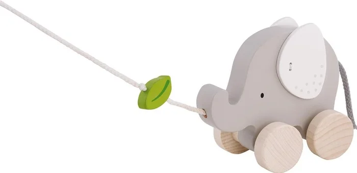 Goki Houten Trekdier Olifant met Blad