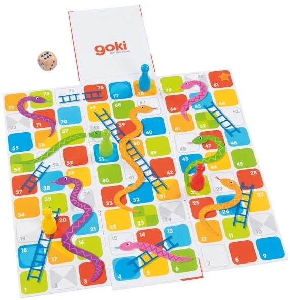 Goki XXL Slangen en Ladders in Kubus Bordspel
