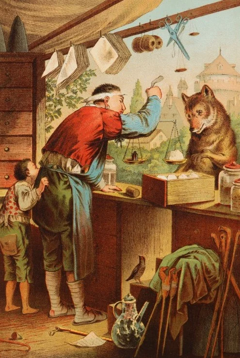 Grafika Carl Offterdinger:Der Wolf und die sieben Geißlein – 12 Teile