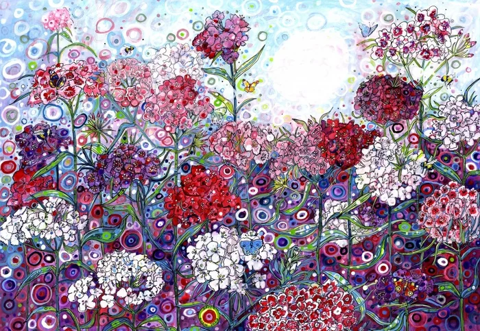 Grafika Sally Rich – Sweet William with Butterflies – 1000 Teile