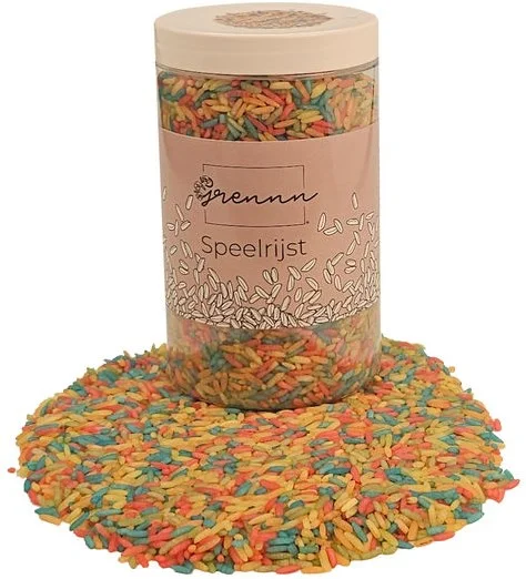 Grennn speelrijst regenboog mix 500 gram