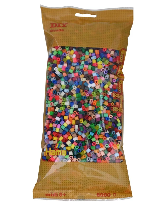 Hama Beutel mit 6000 Midi-Bügelperlen Mix 68 – 52 Farben