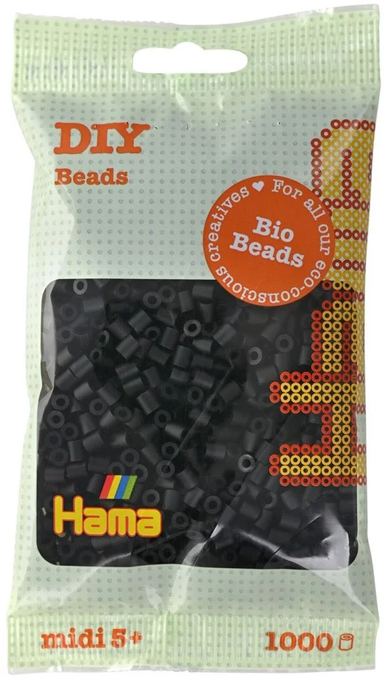 Hama Bio Strijkkralen – Zwart (018), 1000st.