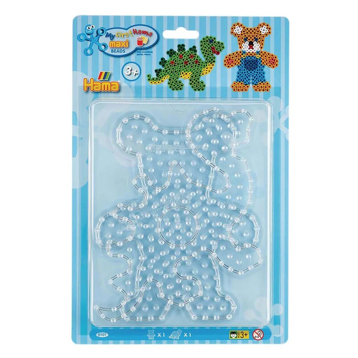Hama Blister mit 2 Maxi-Stiftplatten, Teddy & Dino