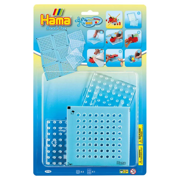 Hama Blister mit 3 Maxi-Stiftplatten, Viereck, und Bead-Tac
