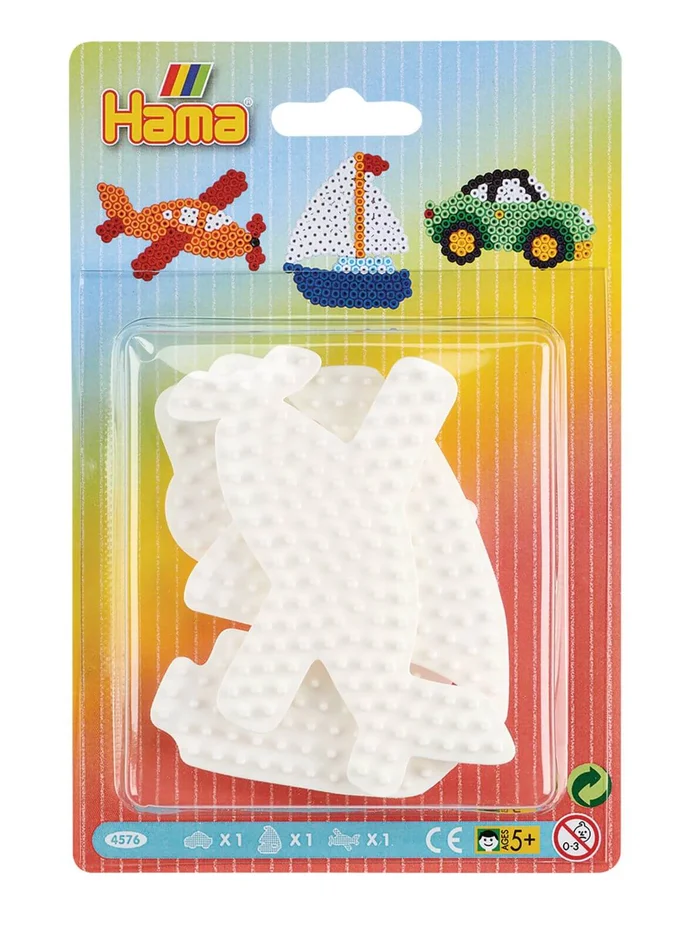 Hama Blister mit 3 Midiplatten, Auto, Segelboot, Flugzeug